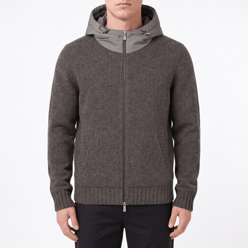 Gran Sasso Knitted Hybrid Zip Jacket in Grey - Boinclo - Outlet Sale Under Retail