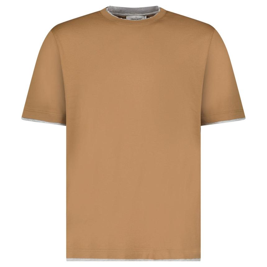 Gran Sasso Pure Cotton T-Shirt in Brown / Light Grey - Boinclo - Outlet Sale Under Retail