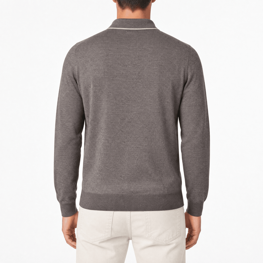 Gran Sasso Quarter Zip Wool Jumper in Brown - Boinclo - Outlet Sale Under Retail