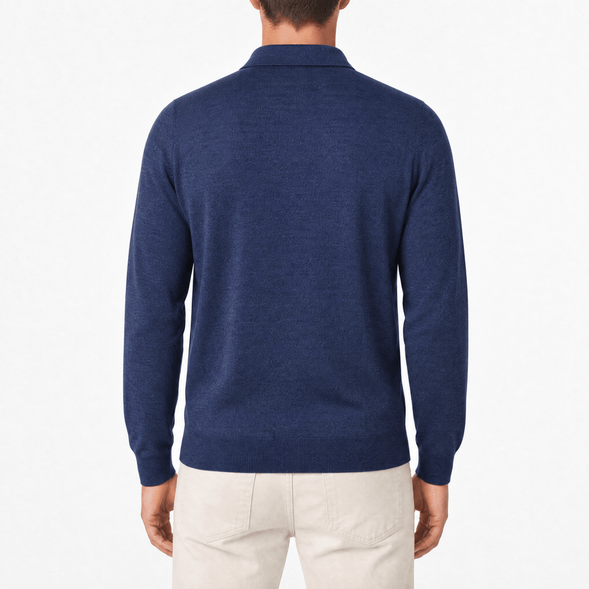 Gran Sasso Quarter Zip Wool Jumper in Dark Blue - Boinclo - Outlet Sale Under Retail