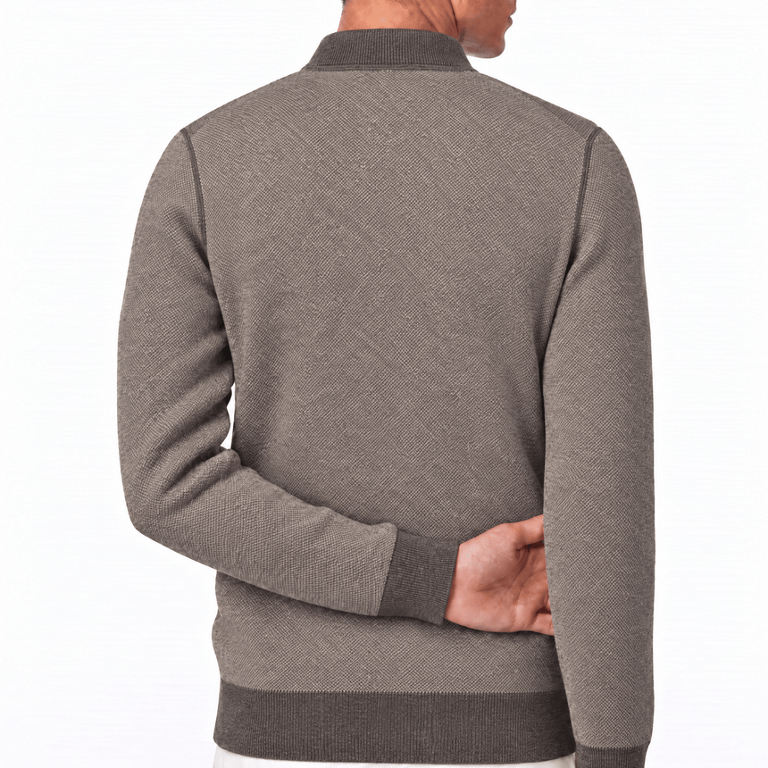 Gran Sasso Salt and Pepper Stitch Full-Zip Cardigan in Brown - Boinclo - Outlet Sale Under Retail
