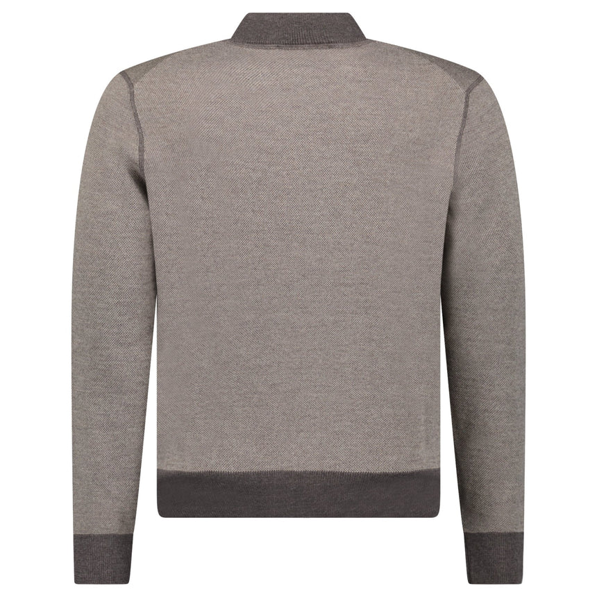 Gran Sasso Salt and Pepper Stitch Full-Zip Cardigan in Brown - Boinclo - Outlet Sale Under Retail