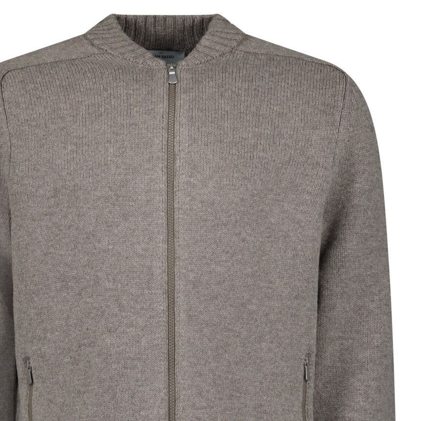 Gran Sasso Super Geelong Wool Full-Zip Bomber Cardigan in Grey - Boinclo - Outlet Sale Under Retail
