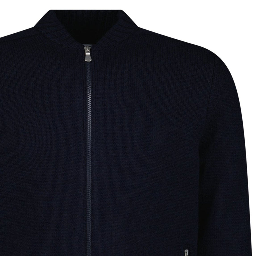 Gran Sasso Super Geelong Wool Full-Zip Bomber Cardigan in Navy Blue - Boinclo - Outlet Sale Under Retail