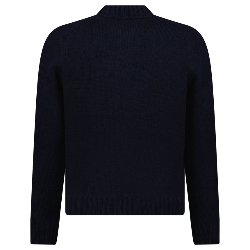 Gran Sasso Super Geelong Wool Full-Zip Bomber Cardigan in Navy Blue - Boinclo - Outlet Sale Under Retail