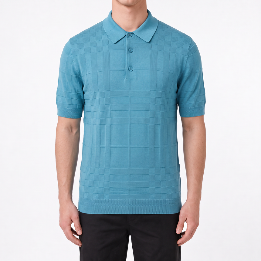 Burberry 'Kieran' Knit Polo-Shirt Turquoise