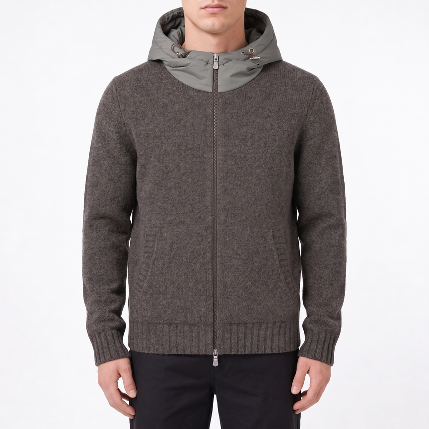 Gran Sasso Knitted Hybrid Zip Jacket in Grey