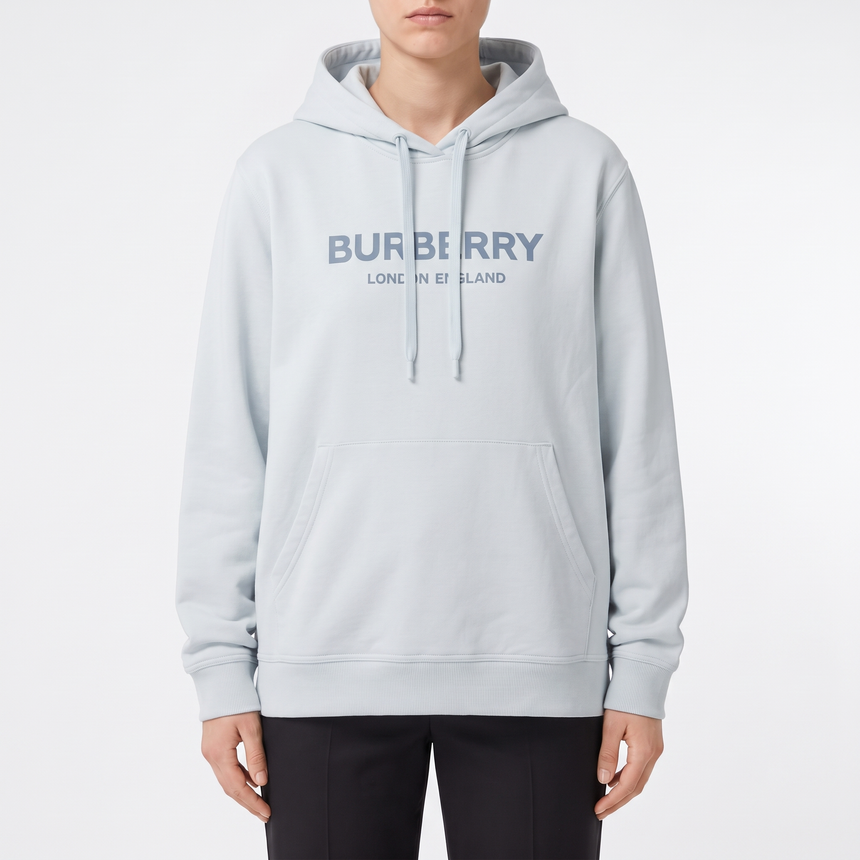 Burberry Kendall Logo Print Hoodie in Arctic Blue