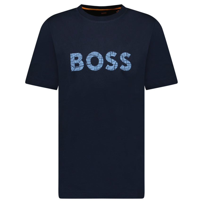 Hugo Boss Blue Rubberised Logo T-Shirt Navy - Boinclo - Outlet Sale Under Retail