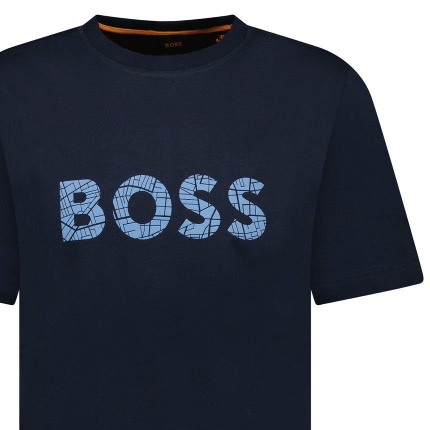 Hugo Boss Blue Rubberised Logo T-Shirt Navy - Boinclo - Outlet Sale Under Retail
