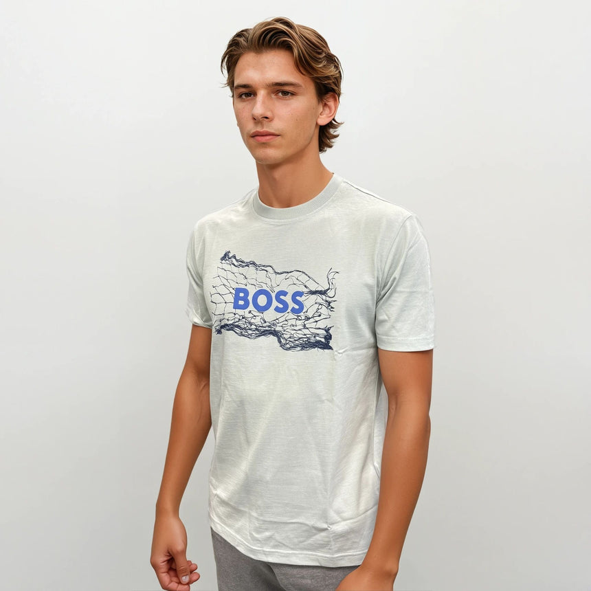 Hugo Boss Light Blue Cotton Jersey Artwork T-shirt - Boinclo - Outlet Sale Under Retail