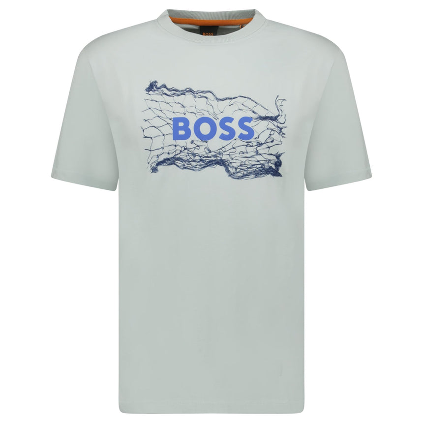 Hugo Boss Light Blue Cotton Jersey Artwork T-shirt - Boinclo - Outlet Sale Under Retail