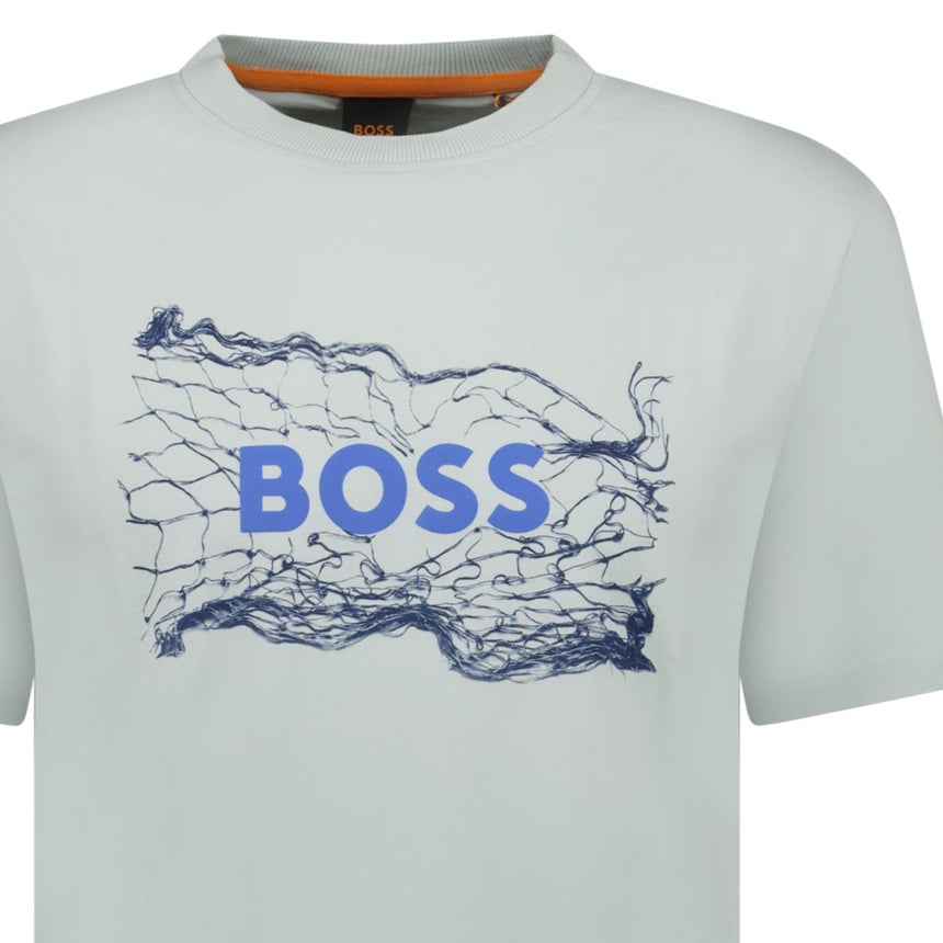 Hugo Boss Light Blue Cotton Jersey Artwork T-shirt - Boinclo - Outlet Sale Under Retail