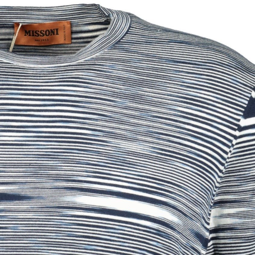 Missoni Knitted Stripe T - Shirt White & Navy - Boinclo ltd - Outlet Sale Under Retail