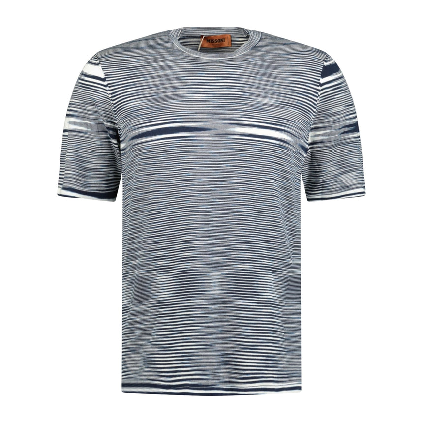 Missoni Knitted Stripe T - Shirt White & Navy - Boinclo ltd - Outlet Sale Under Retail