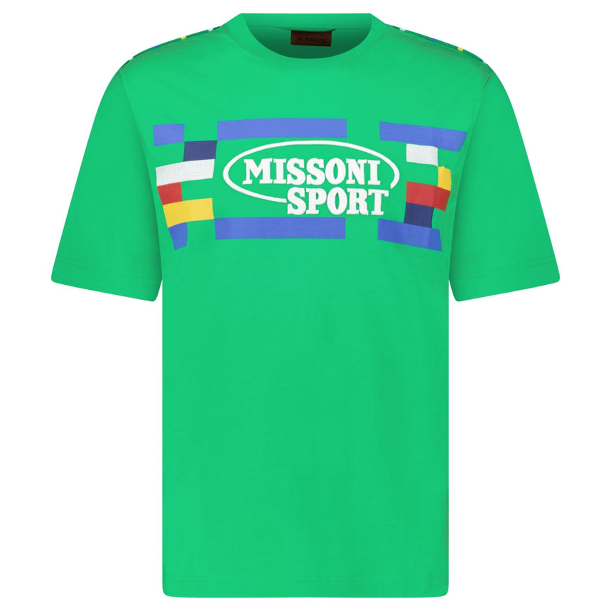 Missoni Embroidered Print T-Shirt Green Tambourine Multicolour Heritage - Boinclo - Outlet Sale Under Retail