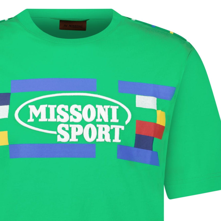 Missoni Embroidered Print T-Shirt Green Tambourine Multicolour Heritage - Boinclo - Outlet Sale Under Retail