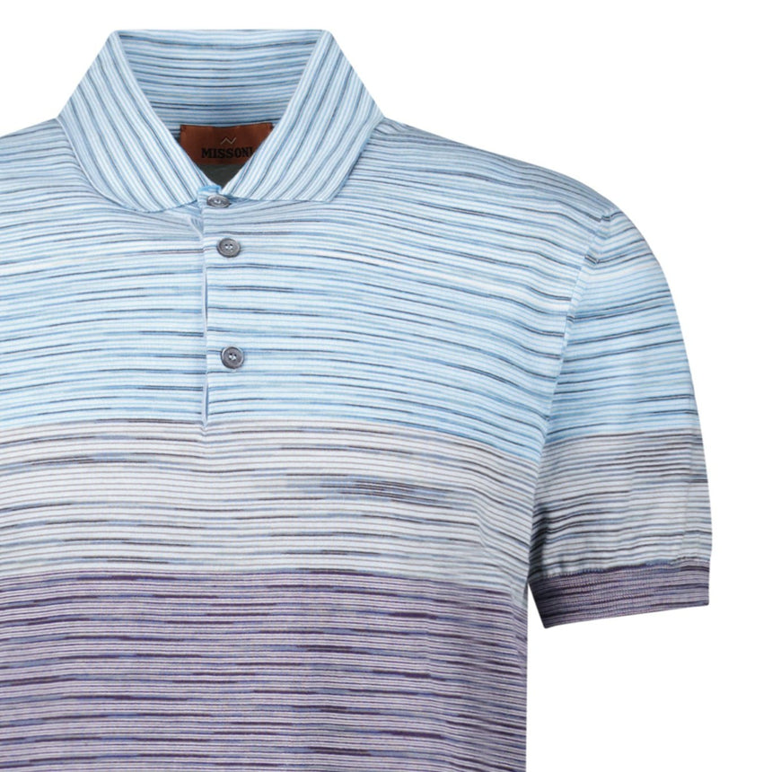Missoni Short Sleeve Polo Knitted Light Blue And Purple Tones - Boinclo - Outlet Sale Under Retail
