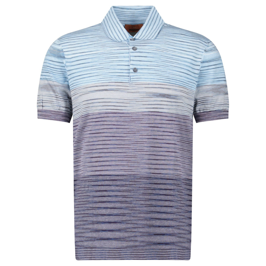 Missoni Short Sleeve Polo Knitted Light Blue And Purple Tones - Boinclo - Outlet Sale Under Retail