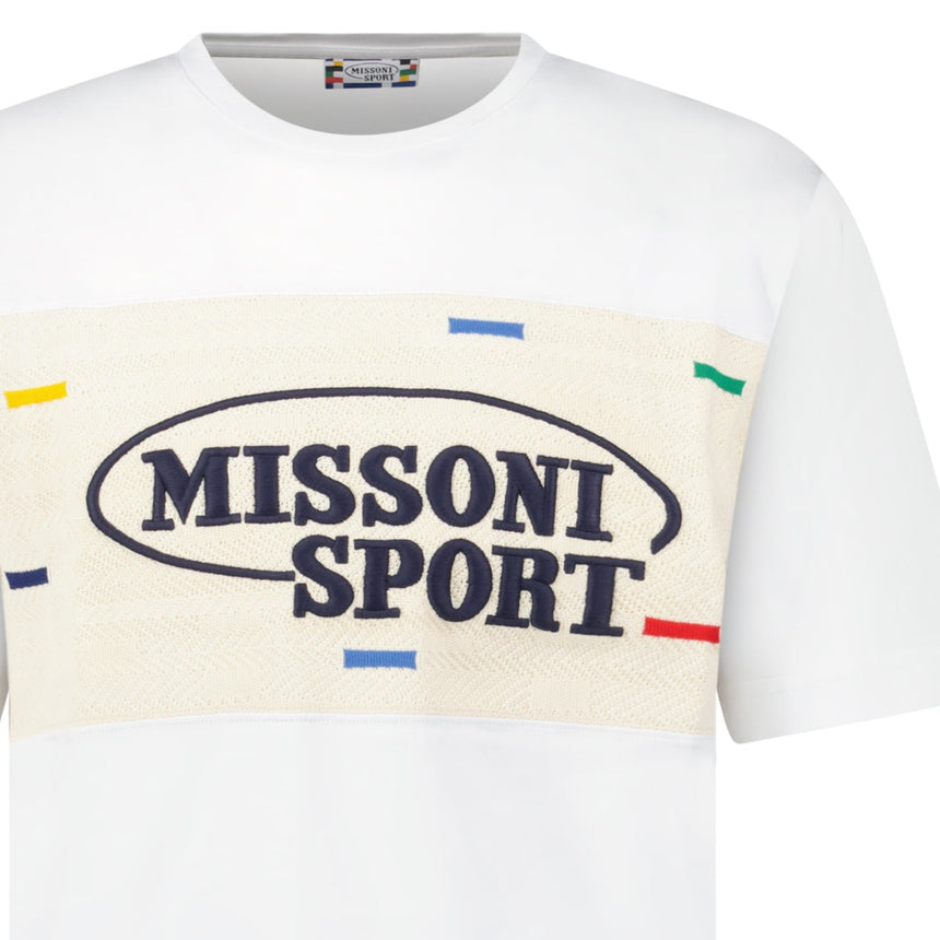 Missoni Sport Knitted Insert Logo T-Shirt White Heritage - Boinclo - Outlet Sale Under Retail