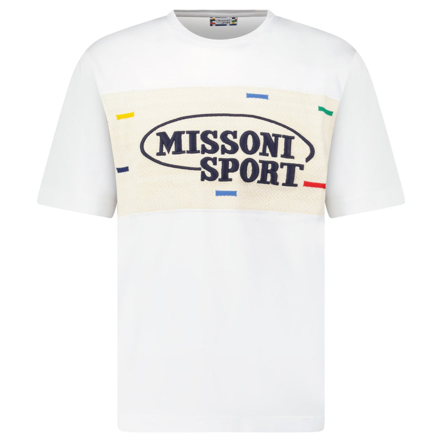 Missoni Sport Knitted Insert Logo T-Shirt White Heritage - Boinclo - Outlet Sale Under Retail