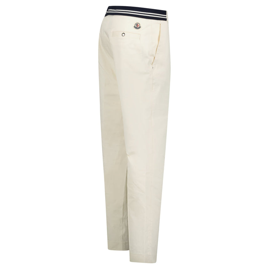Moncler Chino Logo Trousers White - Boinclo - Outlet Sale Under Retail