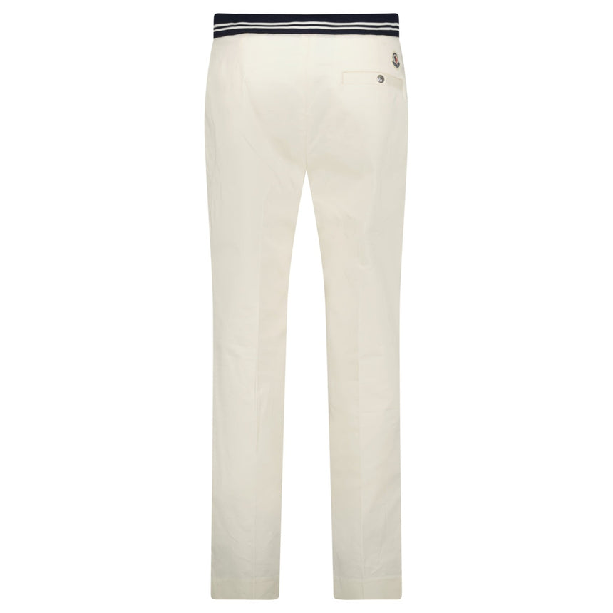 Moncler Chino Logo Trousers White - Boinclo - Outlet Sale Under Retail