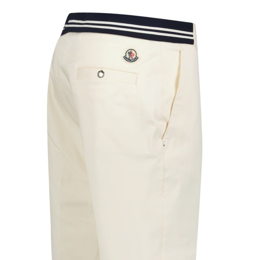 Moncler Chino Logo Trousers White - Boinclo - Outlet Sale Under Retail