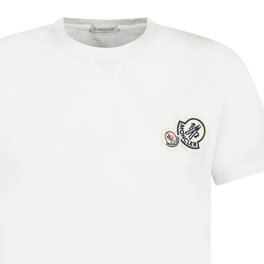 Moncler Double Stitch Logo T Shirt White - Boinclo ltd - Outlet Sale Under Retail