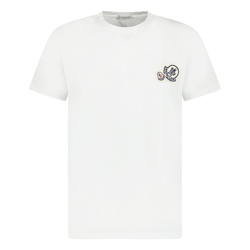 Moncler Double Stitch Logo T Shirt White - Boinclo ltd - Outlet Sale Under Retail