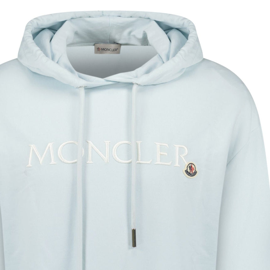 Moncler Embroidered Logo Hoodie in Light Blue - Boinclo - Outlet Sale Under Retail