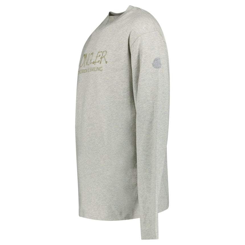 Moncler Khaki 'Tomorrow is Smiling' Print Long Sleeve T-Shirt in Grey - Boinclo - Outlet Sale Under Retail