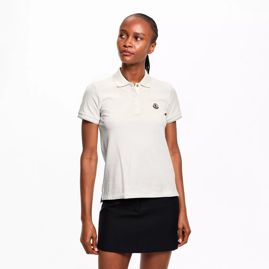 Moncler Logo Badge Polo Shirt in White - Boinclo - Outlet Sale Under Retail