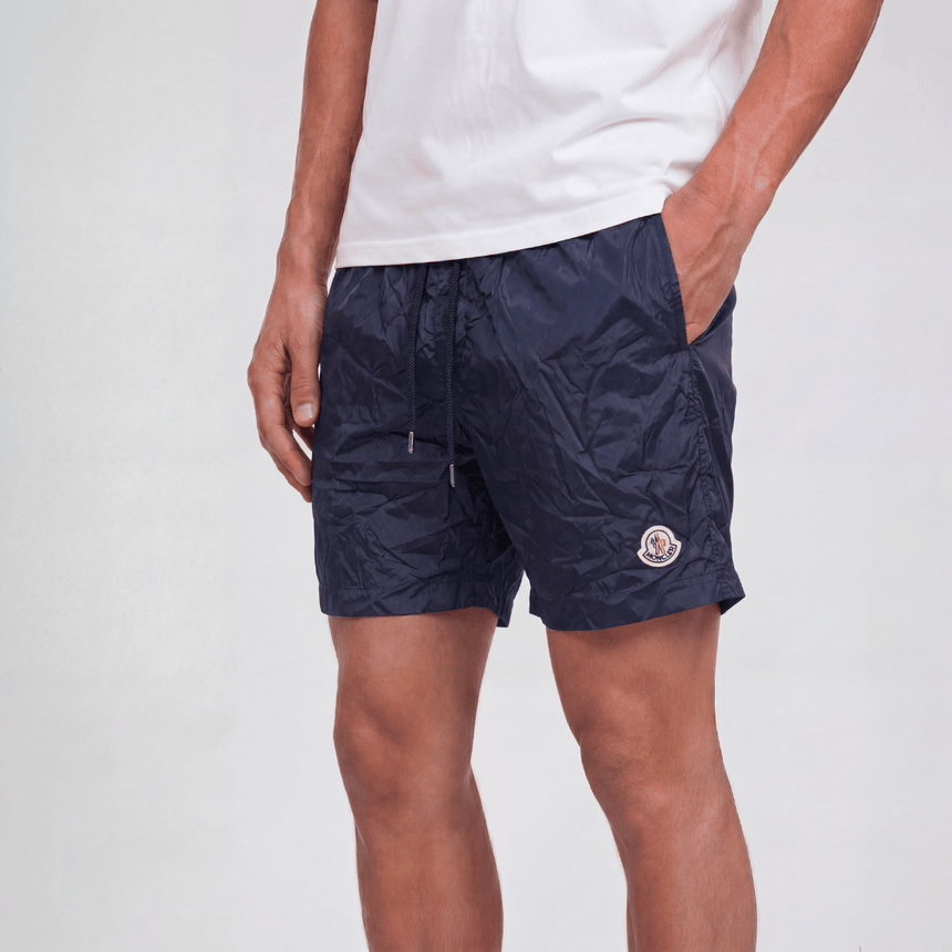 Moncler Logo Patch Swim Shorts in Navy - Boinclo - Outlet Sale Under Retail