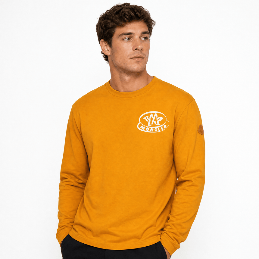 Moncler Logo Print Long Sleeve T-Shirt in Orange - Boinclo - Outlet Sale Under Retail