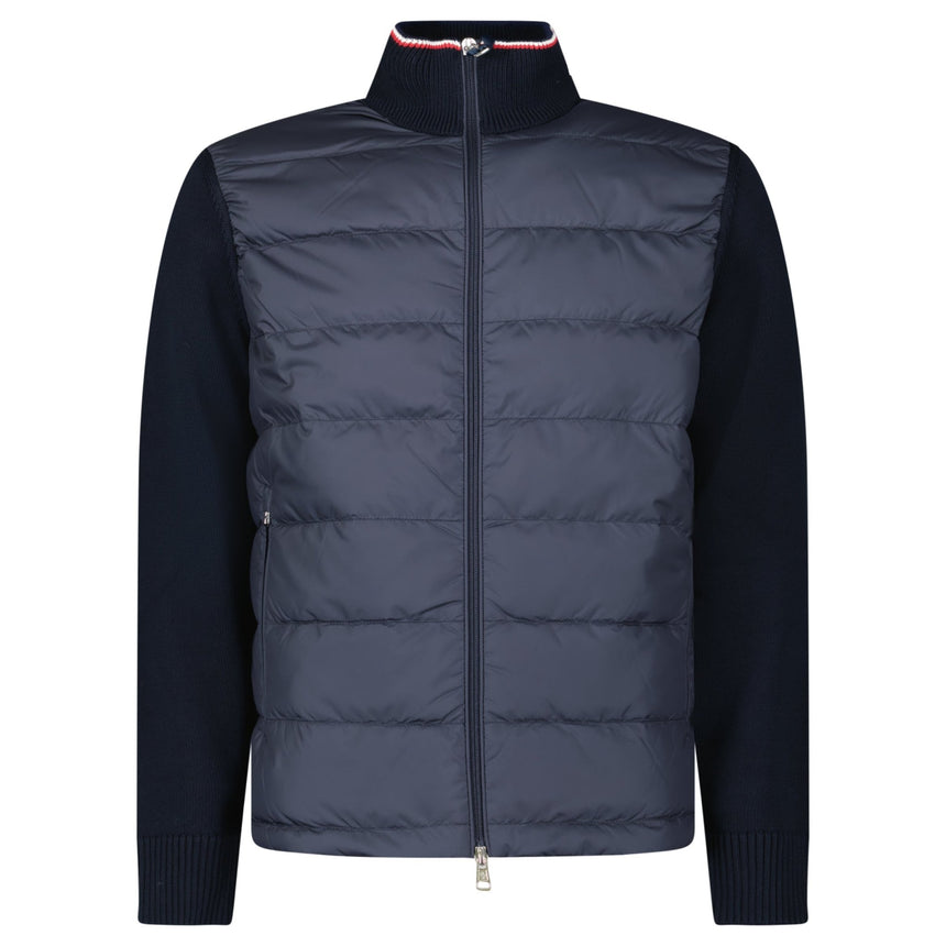 Moncler Down - Panelled Cotton Cardigan in Navy - Boinclo - Outlet Sale Under Retail