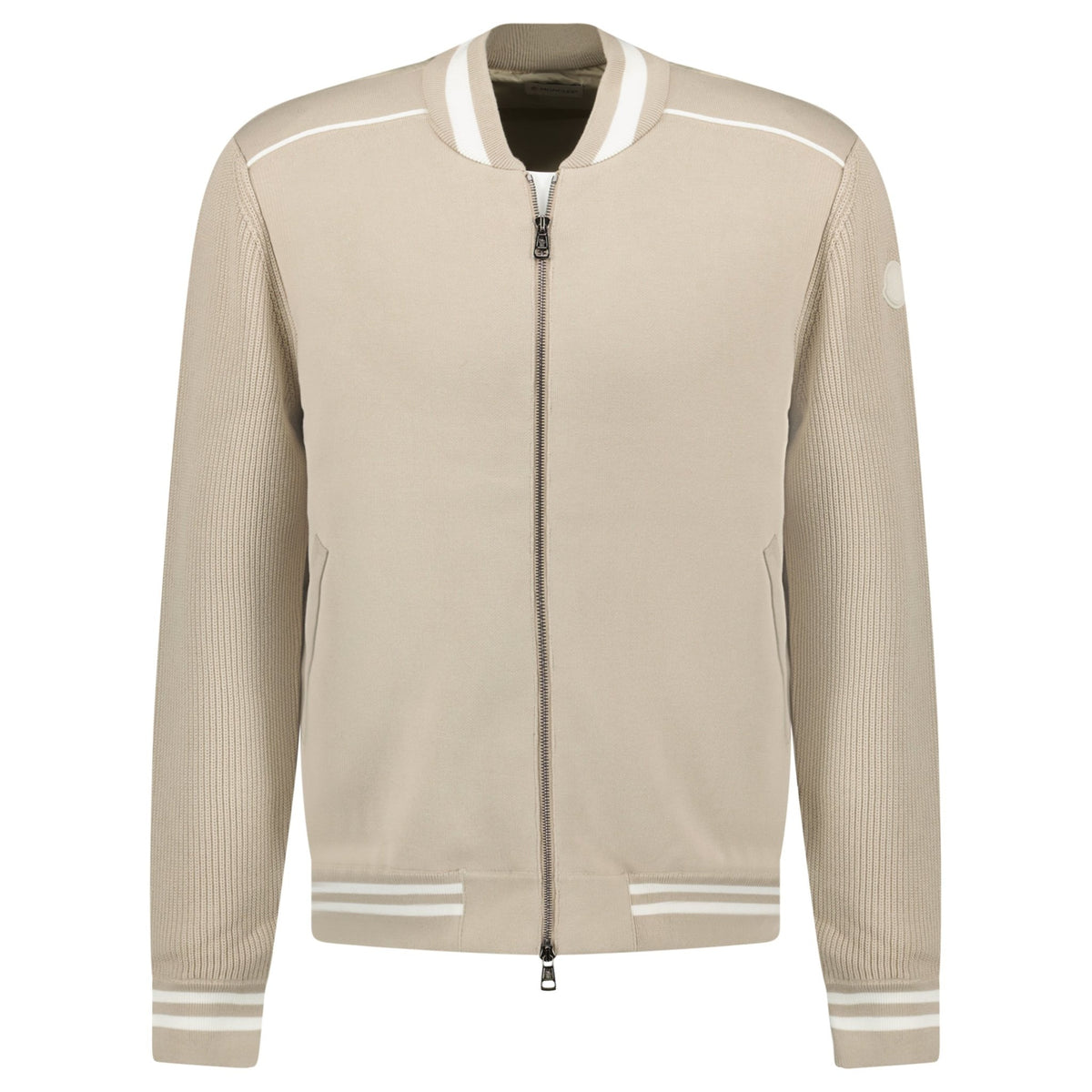 Moncler Padded Zip-Up Cardigan Jacket in Beige Outlet Sale