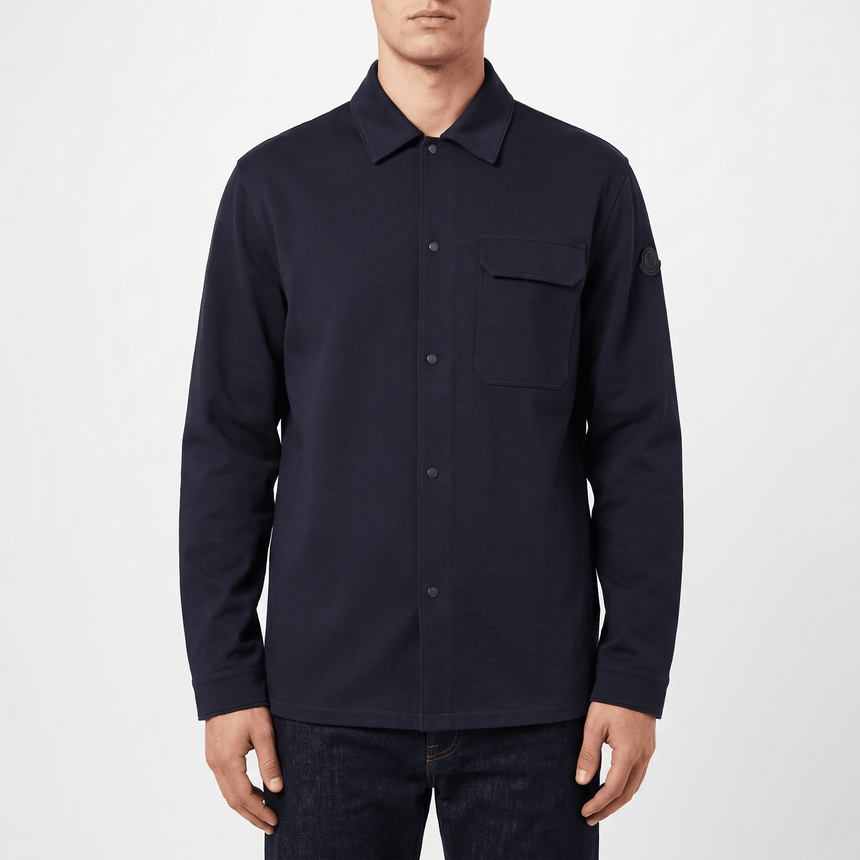 Moncler Snap Button Jersey Overshirt in Navy - Boinclo - Outlet Sale Under Retail