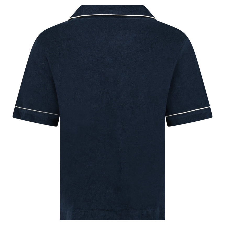 Moncler Towelling Short Sleeve Polo Shirt in Navy - Boinclo - Outlet Sale Under Retail