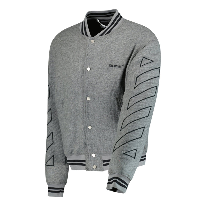 OFF - WHITE Diagonal Outline Varsity Jacket Grey - Boinclo ltd - Outlet Sale Under Retail