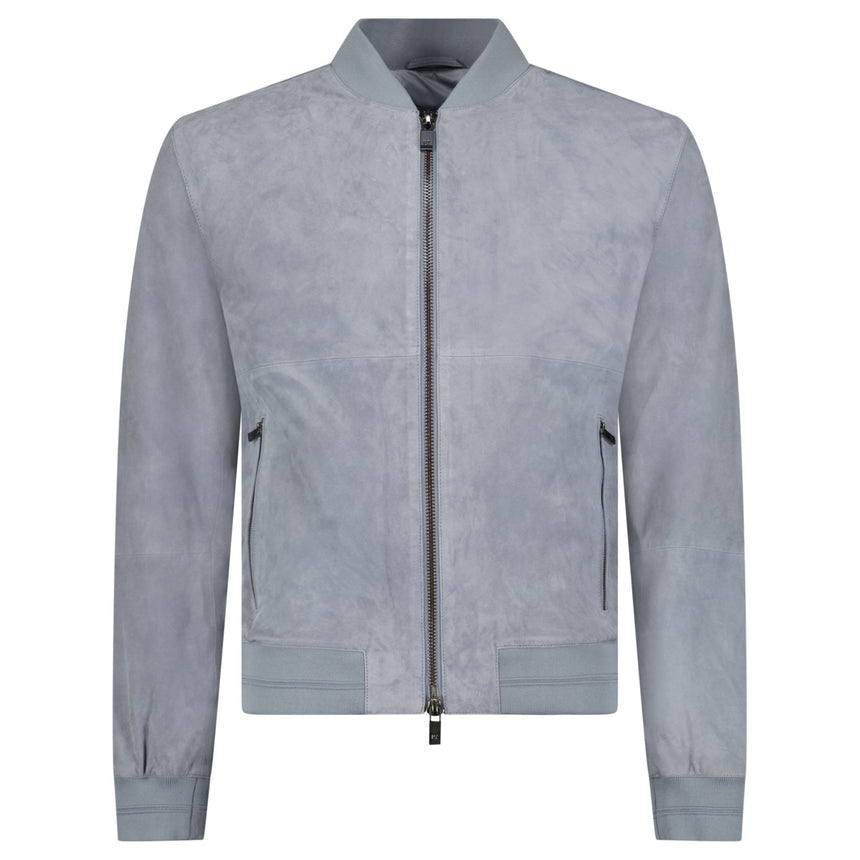 Pal Zileri Zip - Up Suede Jacket in Grey - Boinclo - Outlet Sale Under Retail