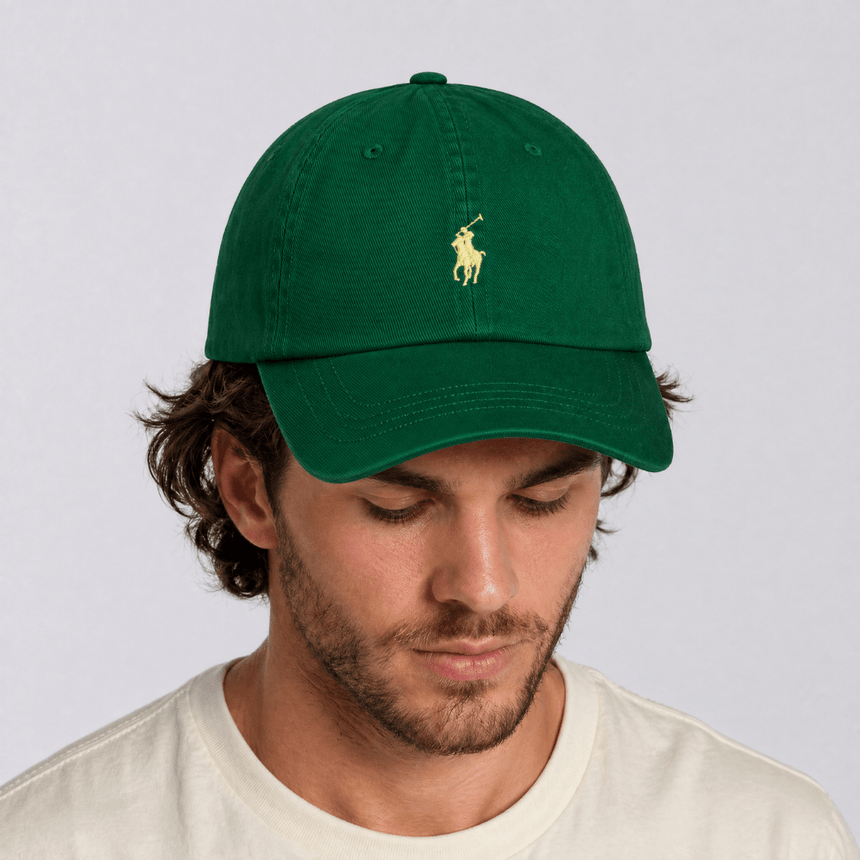 Polo Ralph Lauren Cotton Chino Baseball Cap in Green with Yellow Logo - Boinclo - Outlet Sale Under Retail