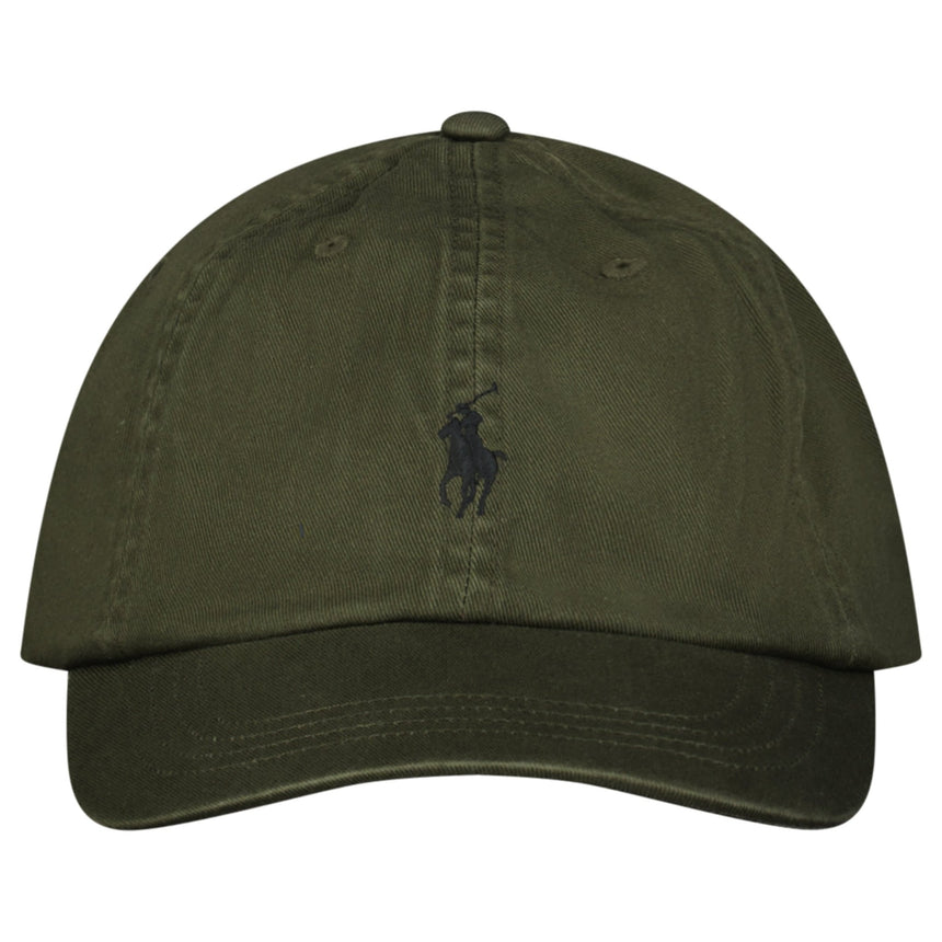 Polo Ralph Lauren Cotton Chino Baseball Cap in Khaki Green with Black Logo - Boinclo - Outlet Sale Under Retail