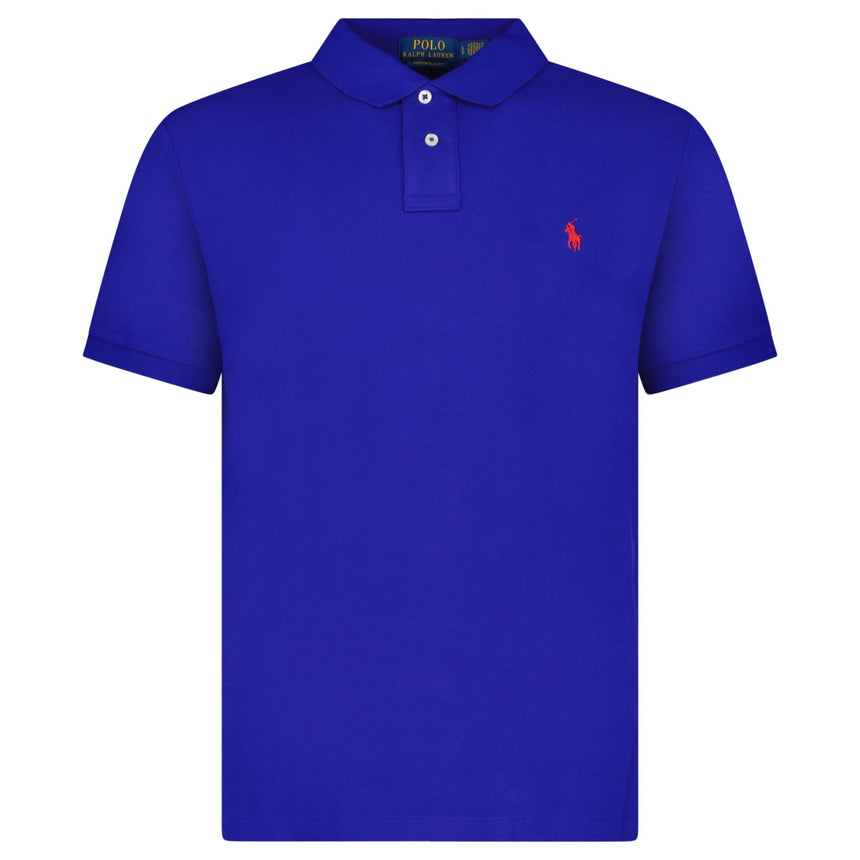 Polo Ralph Lauren Mesh Custom Slim Fit Polo Shirt in Dark Blue - Boinclo - Outlet Sale Under Retail