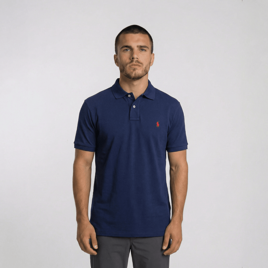 Polo Ralph Lauren Mesh Custom Slim Fit Polo Shirt in Navy - Boinclo - Outlet Sale Under Retail