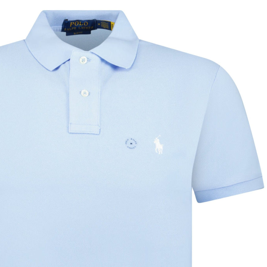 Polo Ralph Lauren Mesh Slim Fit Polo Shirt in Office Blue. - Boinclo - Outlet Sale Under Retail