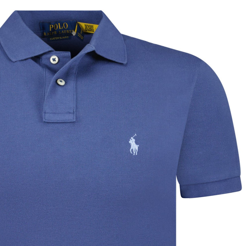 Polo Ralph Lauren Cotton Mesh Custom Fit Polo Shirt in Light Navy - Boinclo - Outlet Sale Under Retail