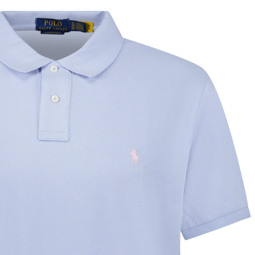 Polo Ralph Lauren Cotton Mesh Custom Slim Fit Polo Shirt in Light Blue - Boinclo - Outlet Sale Under Retail