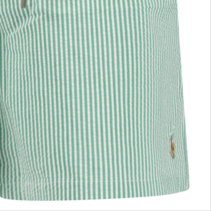 Polo Ralph Lauren Traveler Classic Swim Trunk in Raft Green Seersucker - Boinclo - Outlet Sale Under Retail