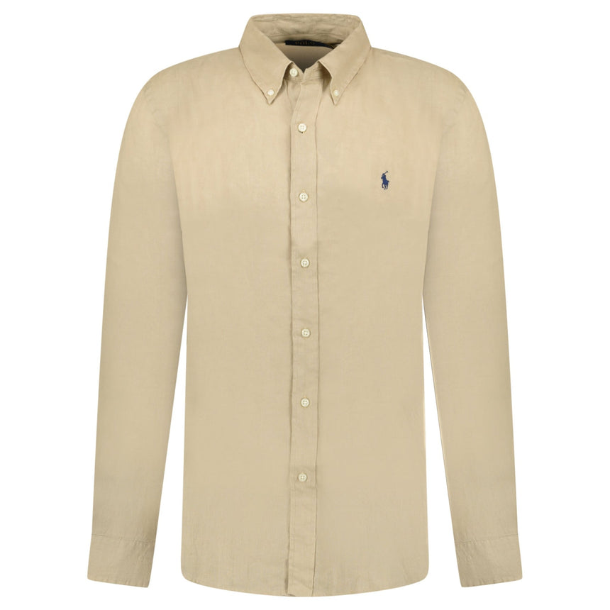 Ralph Lauren Custom Fit Long Sleeve Sport Shirt Costal Beige - Boinclo - Outlet Sale Under Retail
